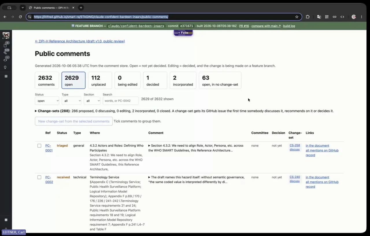 The staging dashboard's counts and filters